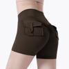 Fitness Sports Tooling Shorts Women's High Waist Tight Body Hip Lift Pocket Three-point Pants Nude Yoga Shorts