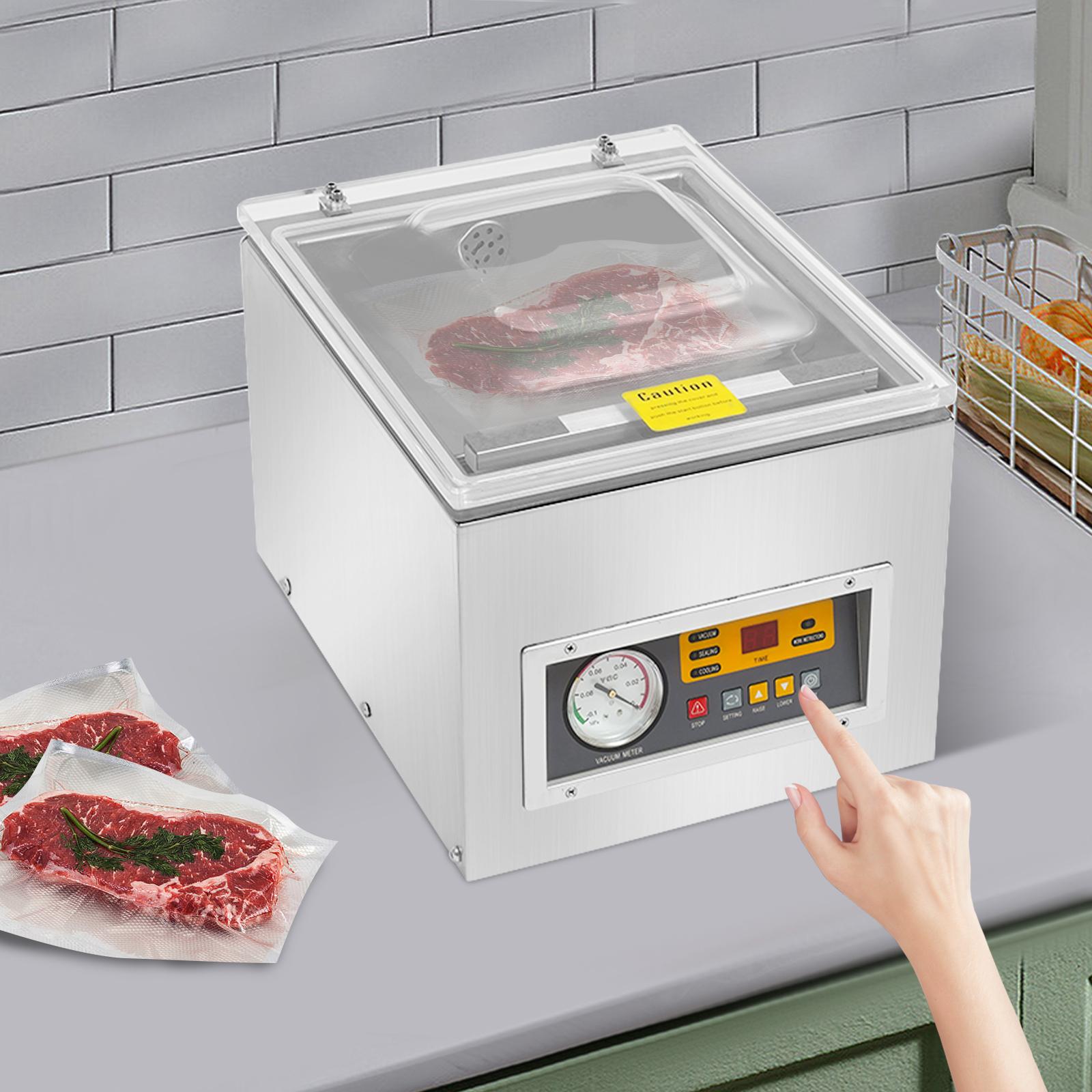 

Automatic Desktop Vacuum Sealer Machine, Stainless Steel & Acrylic, 260mm Sealing Tape, for Food Storage, Commercial & Home Use US Plug&110V серебряный