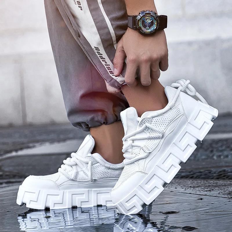 2025Mens Fashion Luxury Casual Sneakers Comfortable Thick-soled Shoes Designer Height Increasing Fashion Breathable Sports Shoes