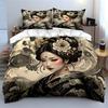 Set Decorazione Geisha Giapponese Tradizionale Morbido Confortevole Copripiumino Set Biancheria da Letto Incluso 1*Copripiumino & 2*Federe, Regalo
