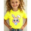 Summer EASTER Cute Bow Rabbit Print Childrens Cotton Tshirt Casual Trendy Girls Short Sleeved Shirts Fashion Kids Clothes Tees