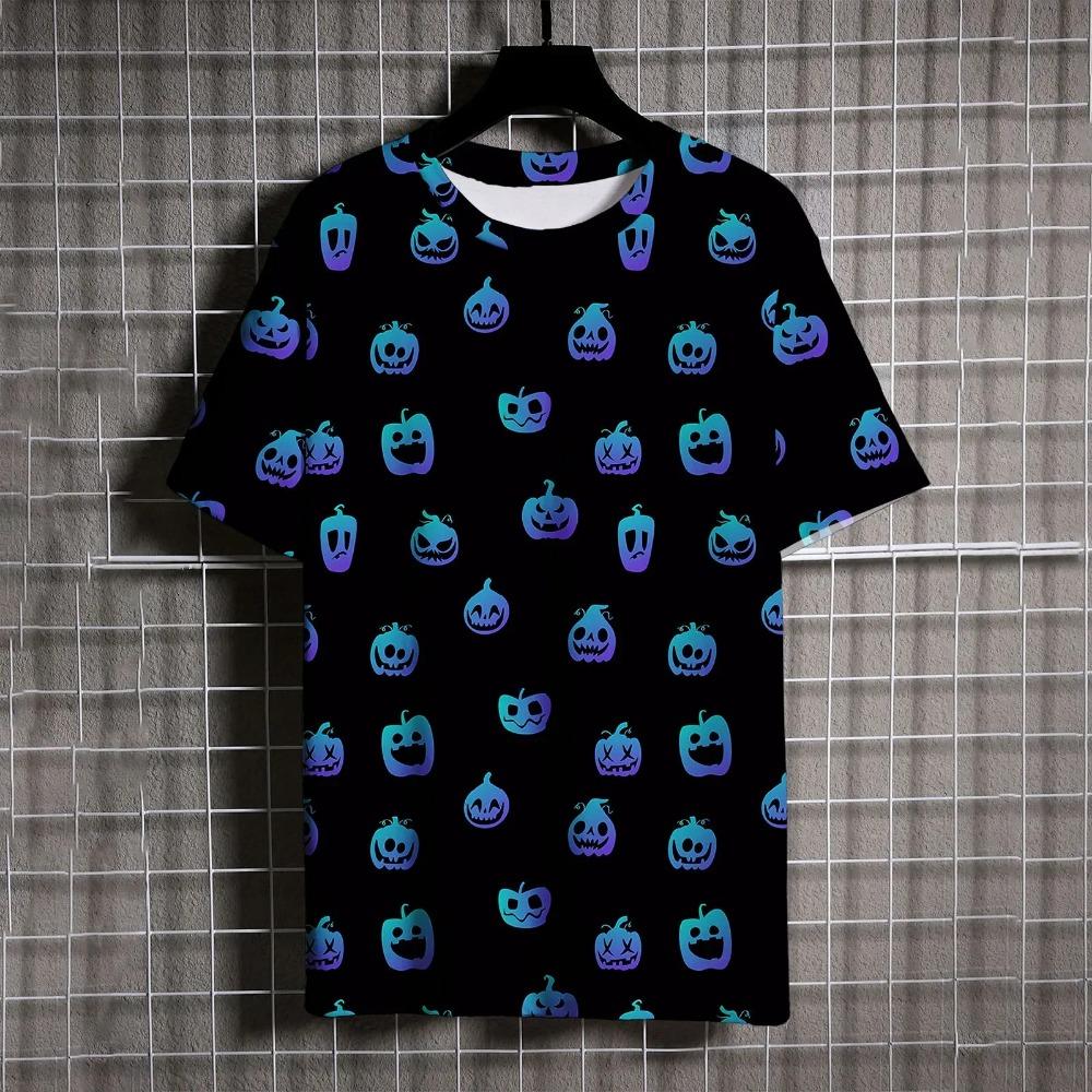 

Новая забавная мужская футболка с 3D-принтом тыквы, повседневный топ с круглым вырезом и коротким рукавом свободного кроя, модная и удобная футболка, костюм для ролевых игр на Хэллоуин 6XL