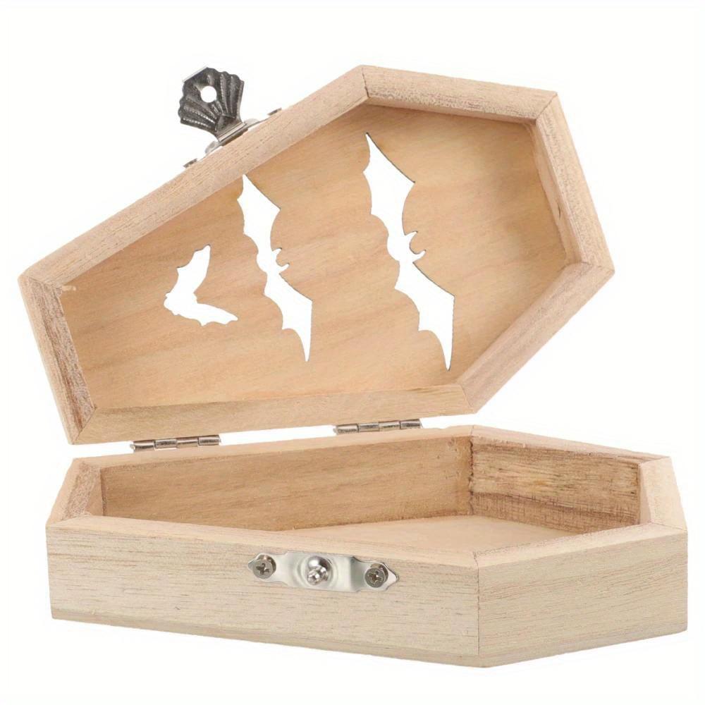 1pcs Halloween Box with Lids Halloween Decorations Mini Wooden Coffin Box Coffin Treat Candy Box Halloween Coffin Box for Party