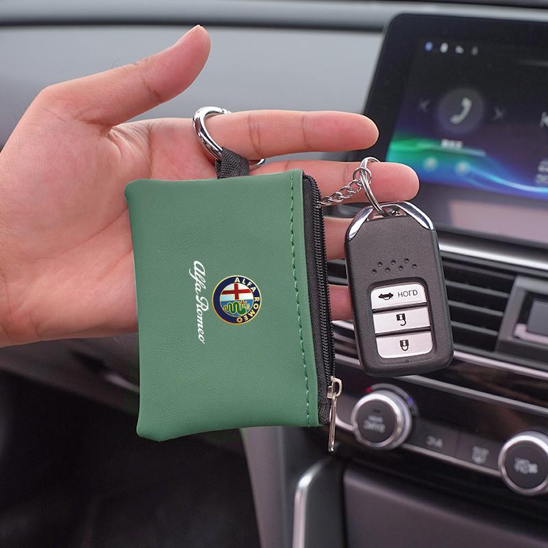 Kožená taštička na klíče od auta Peněženka na mince Mini pouzdro na karty Pro Alfa Romeo Giulia Stelvio Giulietta 156 159 147 Mito Tonale Brera Disco Vol