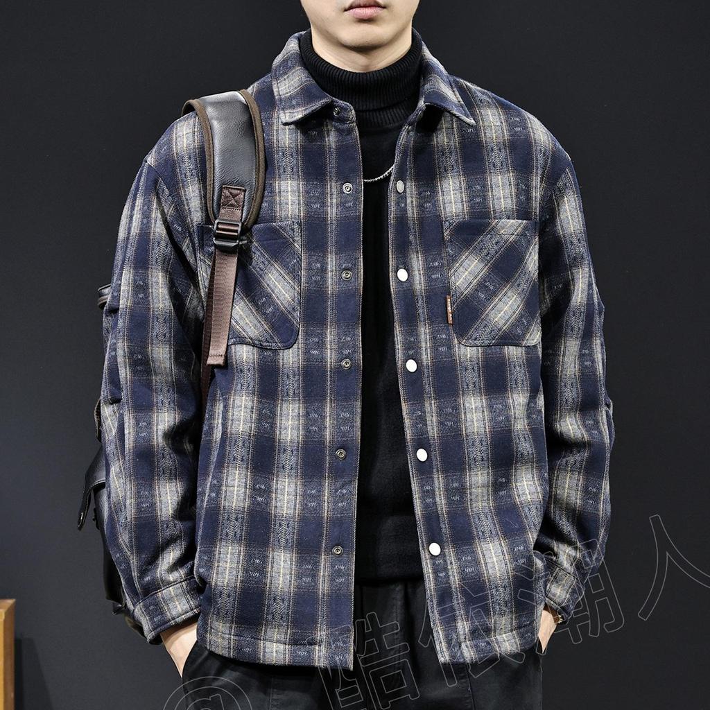 Amerikanische Retro Karomuster Herren Daunenjacke: Winterkollektion 2025 - Warme High-End-Oberbekleidung mit Revers