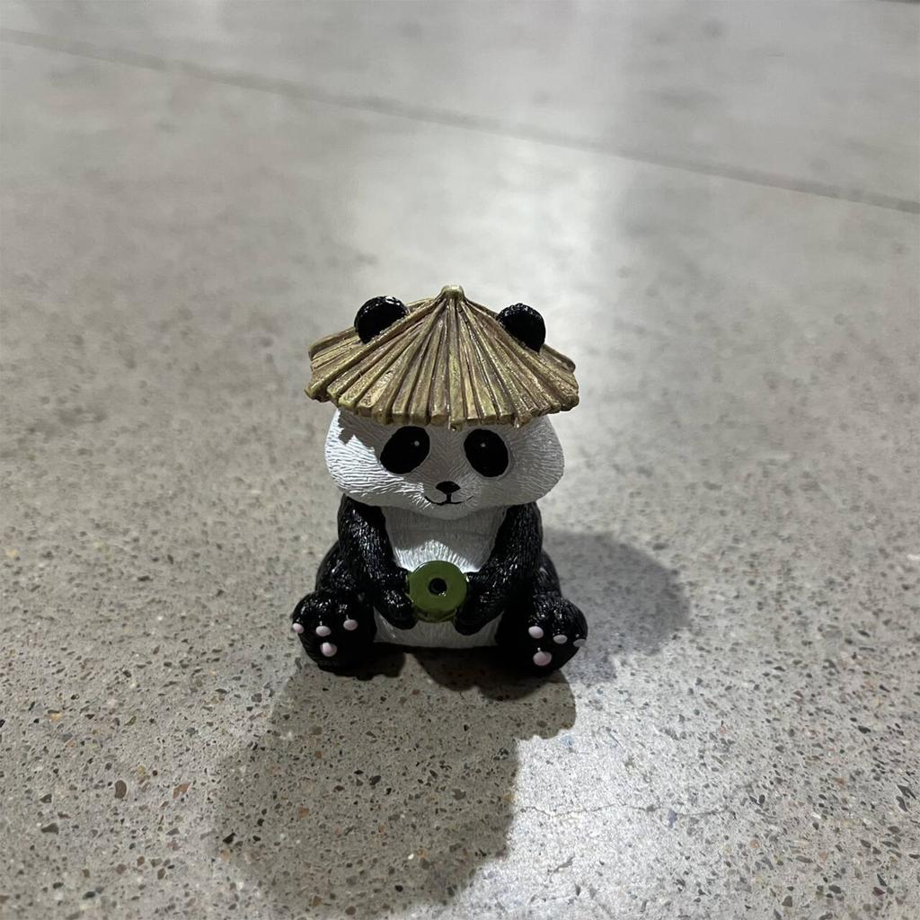 Garden Aquarium Decoration Cute Panda Figurine with Fishing Rod Outdoor Backyard Pond Ornament Resin Sculpture for Fish Tank Edge