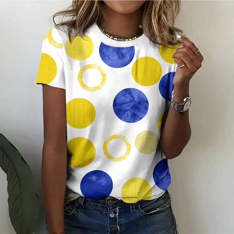 Fashion Women's Crew Neck T-Shirt Crew Neck Short Sleeve 3D Color Printing