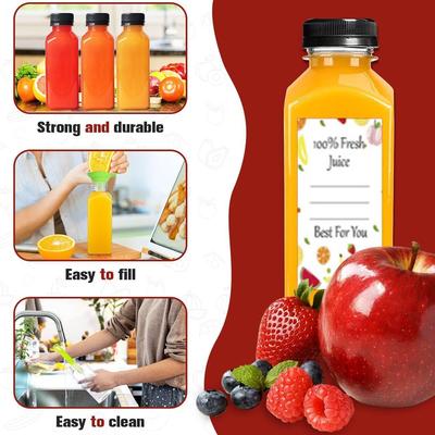 12 Plastic Juice Water Bottles with Lids, 350ML Reusable Water Bottles