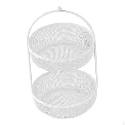 2 Tier Fruit Basket Bowl Compact Elegant Metal Wire Fruits Holder for Veggies Onion