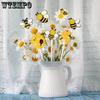14pcs Bee Double-Sided Wooden Picks - Cute Honeybee Wooden Decorative Pick for Home Vase Filler Colorful Wood Bee Nectar Decorative Pick
