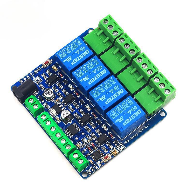Modbus RTU 4-Channel Relay Output 12V 4 Switch Input 485 & TTL Pin Header Communication