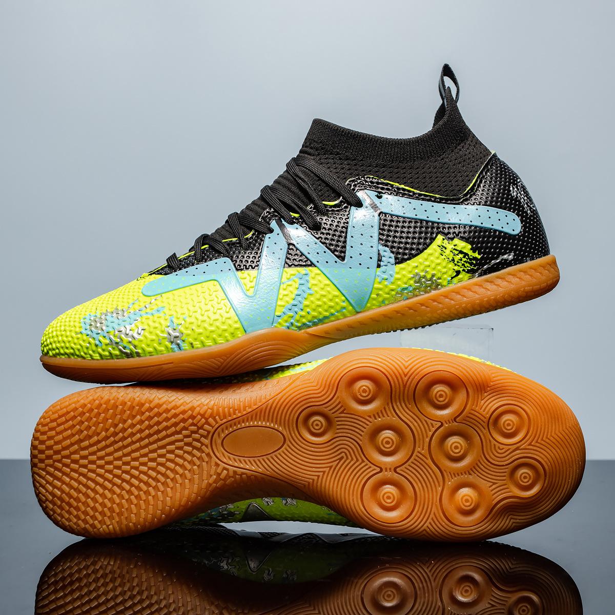 

Новые футбольные бутсы с плоской подошвой, молодежные мужские бутсы, тренировочные бутсы для соревнований, мужская и женская спортивная обувь, большой размер 45 флуоресцентный зеленый