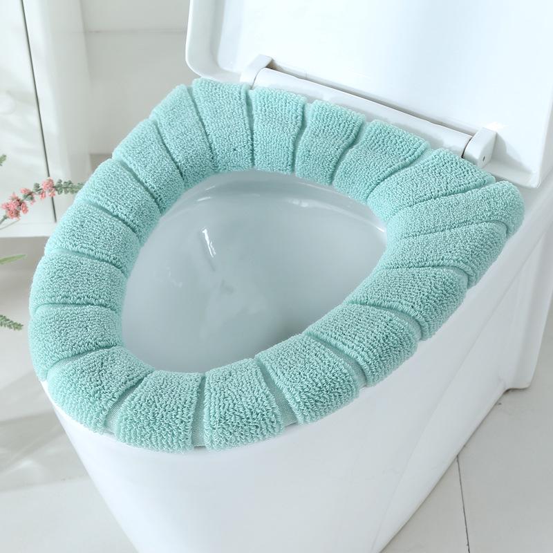 Winter Washable Knitted Toilet Seat Cover - Solid Color Cushion Pad