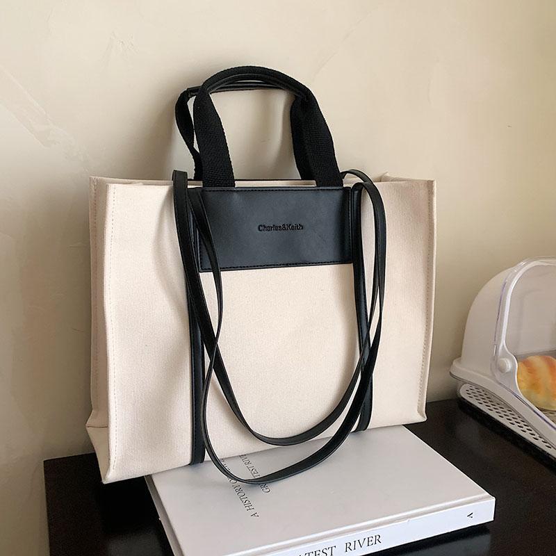 High-quality Canvas with Leather Bags for Women  Large Shoulder Bags for Women  Large Capacity Bags for Ladies  Shopper Bag