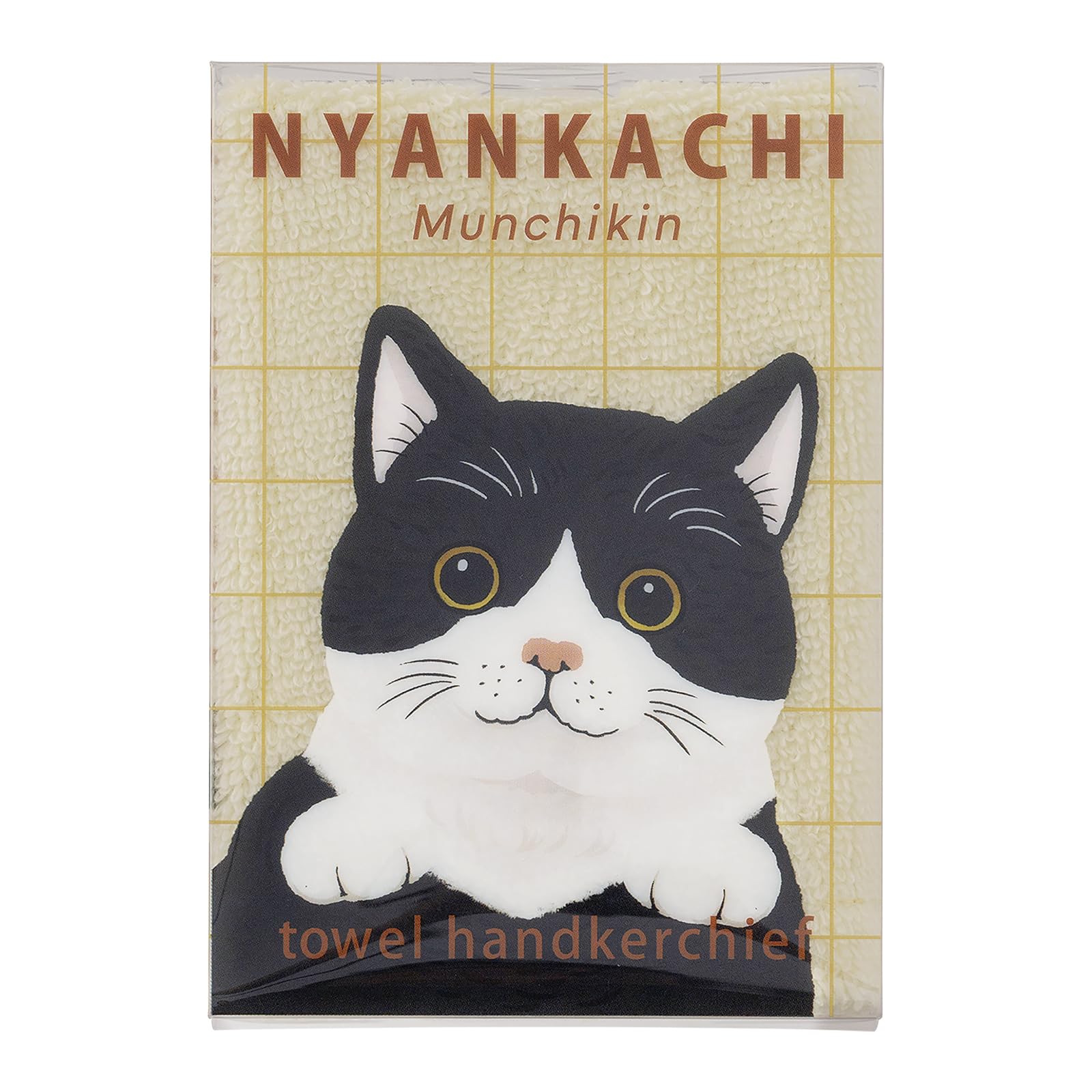 Livheart Nyankachi Munchkin Handkerchief Towel 25cm W x 25cm Cat (Size Approx. H), Gift, 100% Cotton, Embroidered, 44009-42