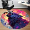 1PC Wolf Fantasy Office Round Area Rug, Mat Suitable For Office, Under Office Chairs Bedroom Living Room Home Decor, Room Deco