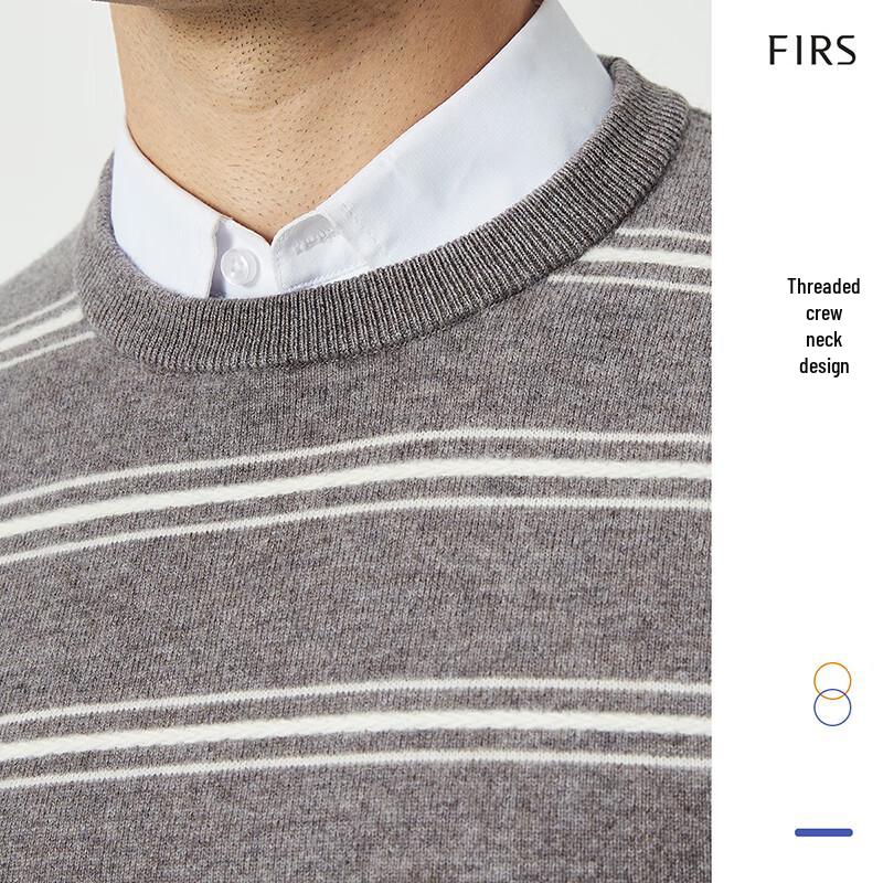 Shanshan Men's 100% Merino Wool Color Block Striped Pullover Sweater