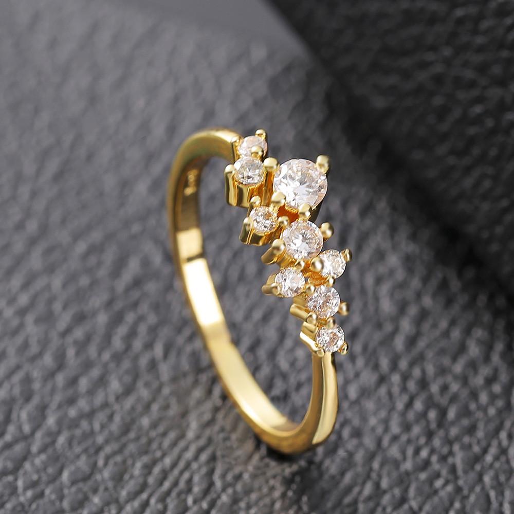 Elegant 18k Gold Plated Diamond Ring For Women With Floral Design And Adjustable Sizes