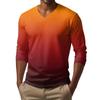 Men's V-neck Casual Fashion Printed Long-sleeved T-shirt Top