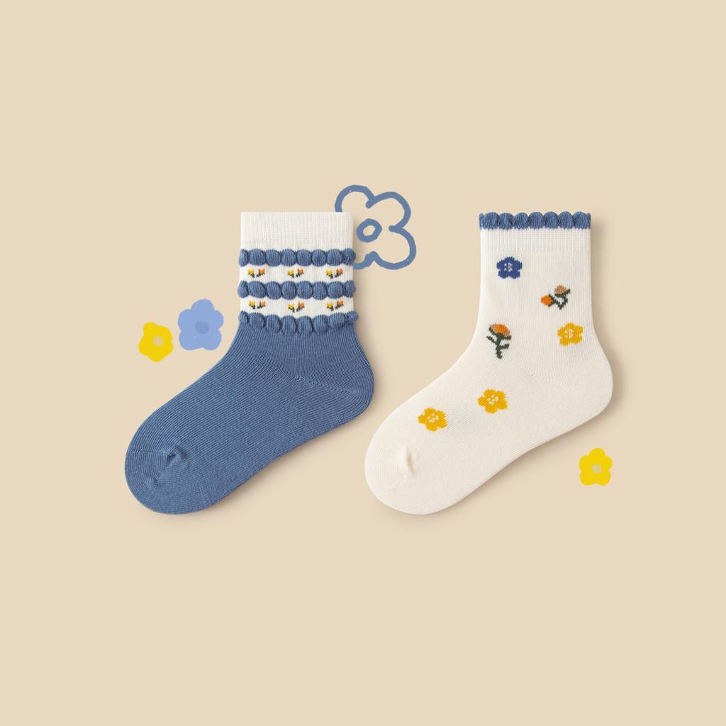 Mini Balabala Girls' Flower Socks - 2 Pair Set