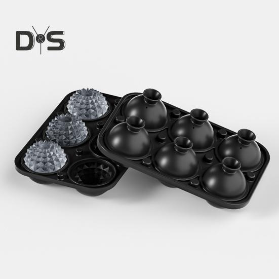 Large Ice Cube Tray Sphere Ice Cube Mold Slow Melting 6 Cavity Ice Cubes Maker for Cocktails Whiskey