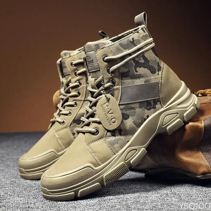 Fashion Men Boots Casual Outdoor Desert Boots Autumn Fashion Camouflage Lace-up Platform Shoes Man  Botas Masculina Zapatos Hombre