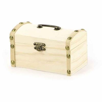 Wooden Chest - Small Model - 13 X 8 X 8 Cm - Beige - Solid Wood - Small Additional Furniture