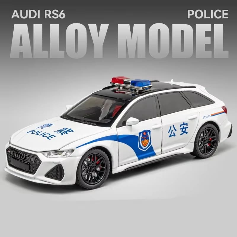 New 1/24 RS6 Avant Station Wagon Alloy Car Model Die-cast Metal Toy Police Car Car Model Simulation Sound and Light Children Boys Gift