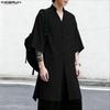Oversized Summer Men V Neck Half Sleeve Splits Casual Long T-shirts Tee Tops