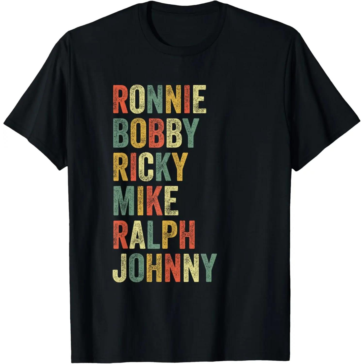 

Ronnie Bobby Ricky Mike Ralph Johnny Funny Hip Hop Eighties T-shirt Men Women Summer Cotton Clothing Casual Short Sleeved Tee S чёрный