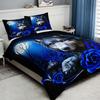 3-teiliges Mode-Bettwäsche-Set Wolf Blau Rose Digitaldruck Bequeme Atmungsaktive Bettbezug King Queen Twin Einzelgröße für Geschenk