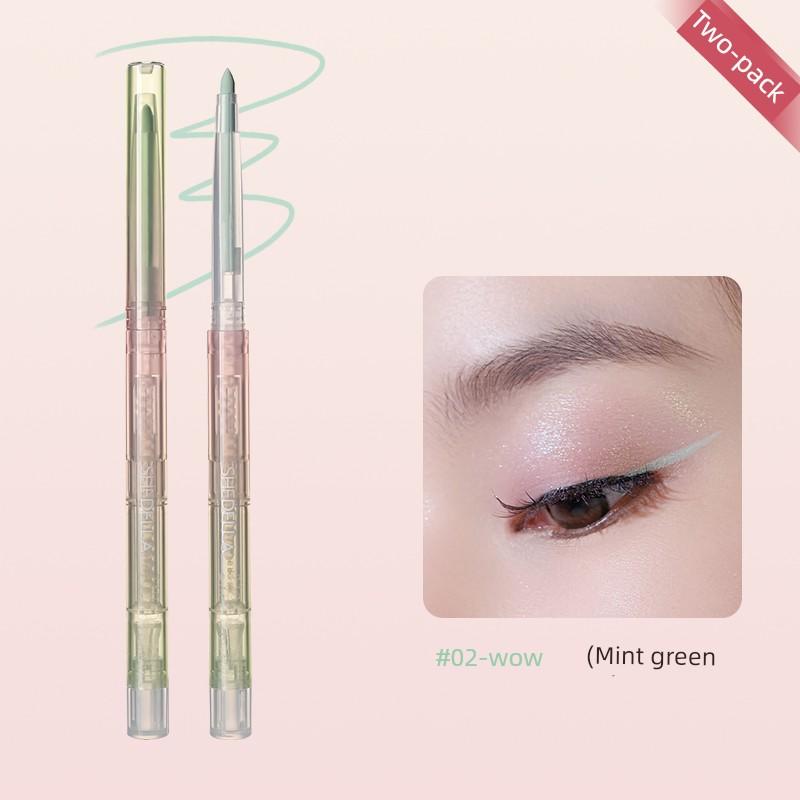 SHEDELLA Eyeliner Waterproof Long-Lasting Smudge-Free Eye Shadow Pen Student Novice Pink Purple Green 2 Pieces