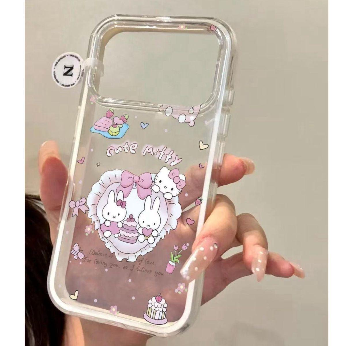 

Floral Miffy 2-in-1 Soft Case for Apple iPhone 17 Pro Max, 14, 15, 16, 13 Pro, 11 Apple 17 Air