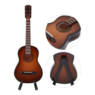 Wooden Pocket Guitar Handmade Musical Instruments Model Decorative Miniature Guitar Gift