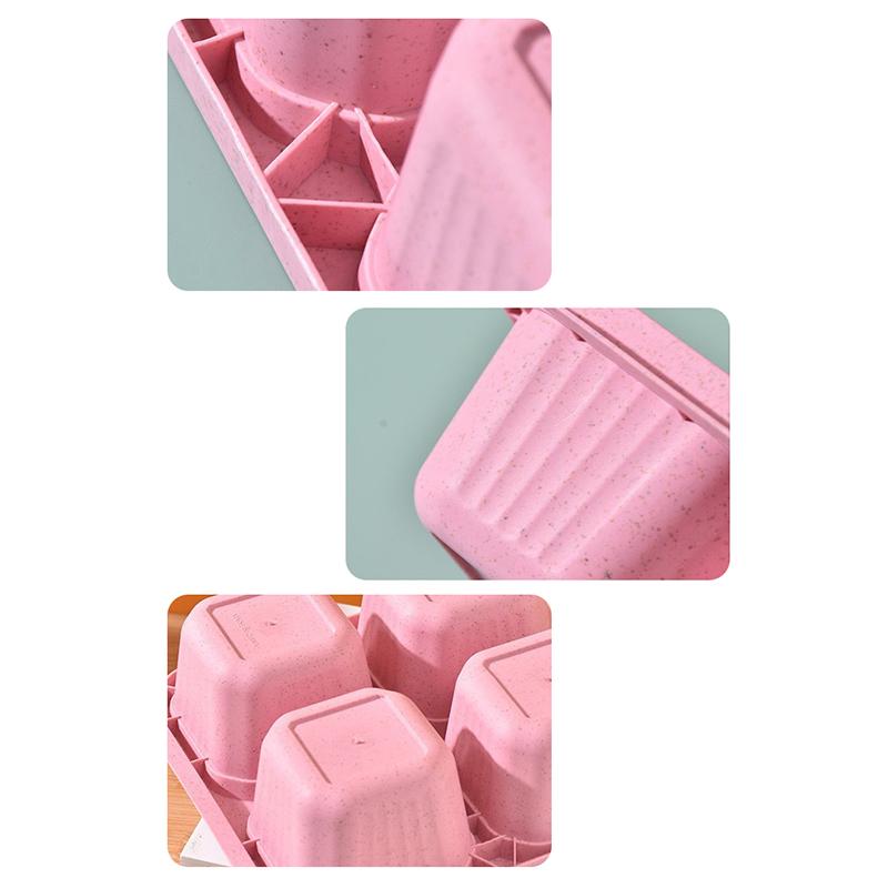 Quadratische Trenn-Bento-Box Wiederverwendbarer 4-Fächer-Lebensmittelbehälter Snack-Nüsse Mit Deckel Weizenstroh-Lunchbox Küchenzubehör