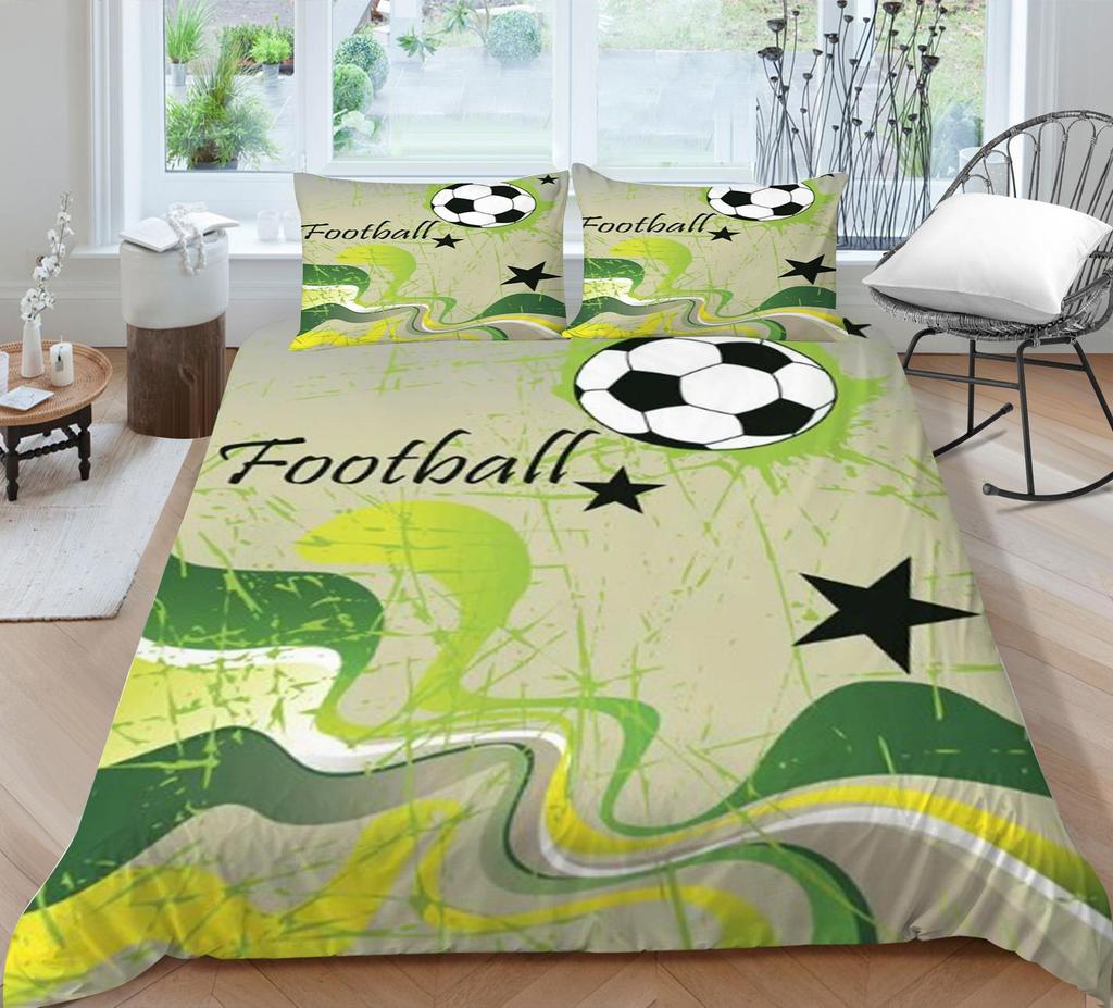 Bedding Set 3D Football Quilt Cover Bed Covers Home Bedclothes with Pillowcases Hot Sale Produce Microfiber Warm