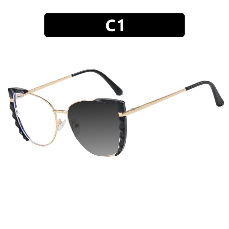 New Fashion Cat Eye Large Frame TR90 Photochromic Reading Glasses Women Anti Blue Light Prescription Eyewear