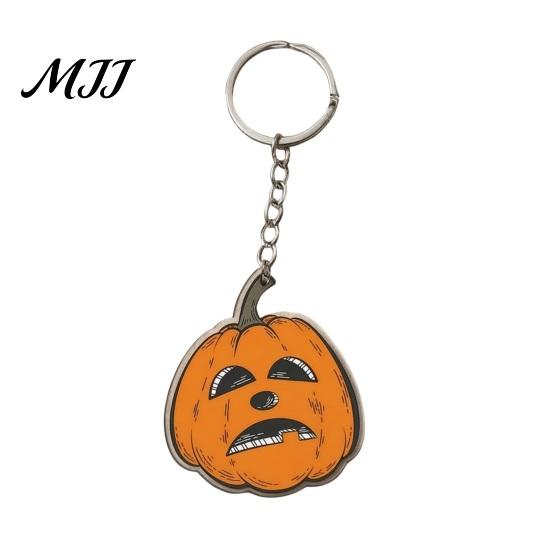Halloween Party Favors Creepy Pumpkin Acrylic Keychain, Double-sided Head Key Ring Double Sided Holder for Backpacks, Decorative Car Chain Holiday