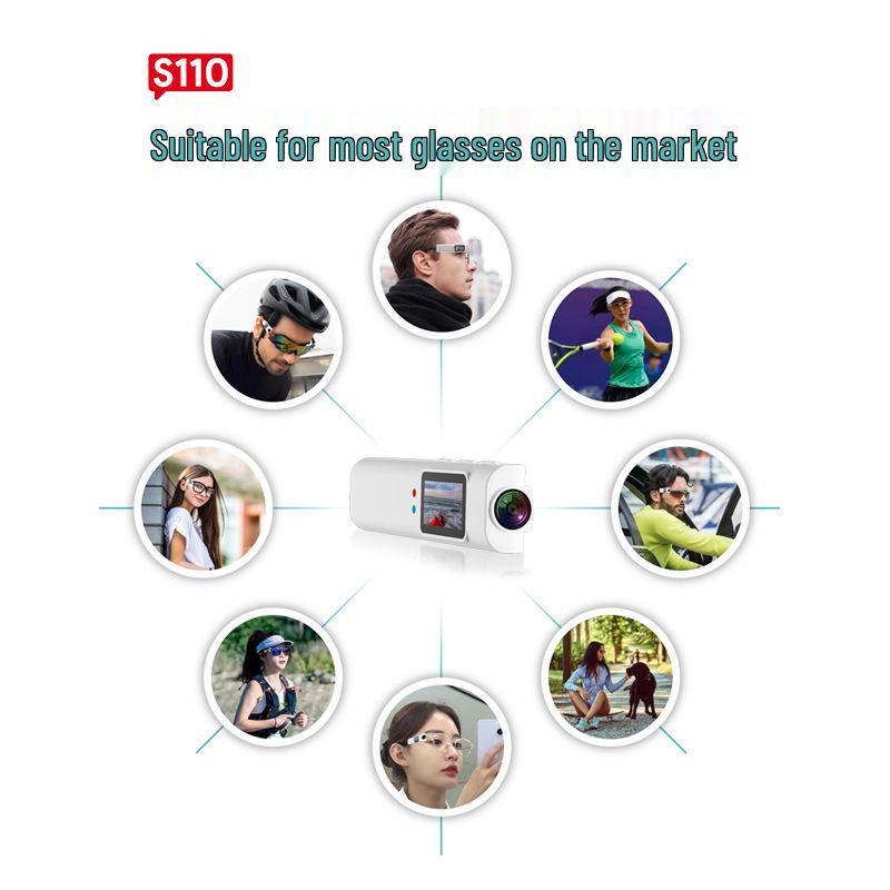 S110 Head-Mounted Outdoor Camera Glasses for Fishing, Takeaway, and Cycling