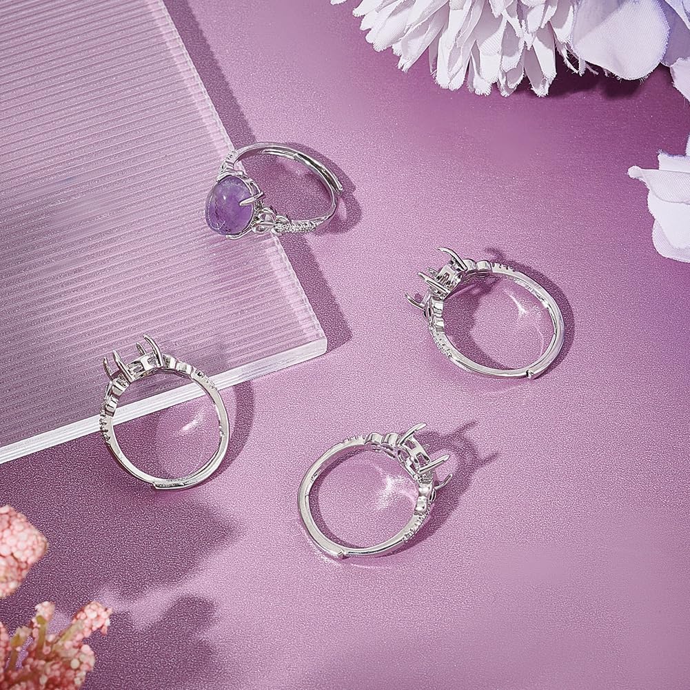 

Beebeecraft 1 Box 4Pcs Prong Ring Settings Adjustable Cubic Zirconia 4 Claw Ring Blanks Finger Ring Components for Jewellery Making Kit Findings DIY