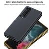Luxury Electroplated Surface Plain Leather Phone Case For Samsung Galaxy Z Fold 4 Hard Slim Shockproof Back Cover