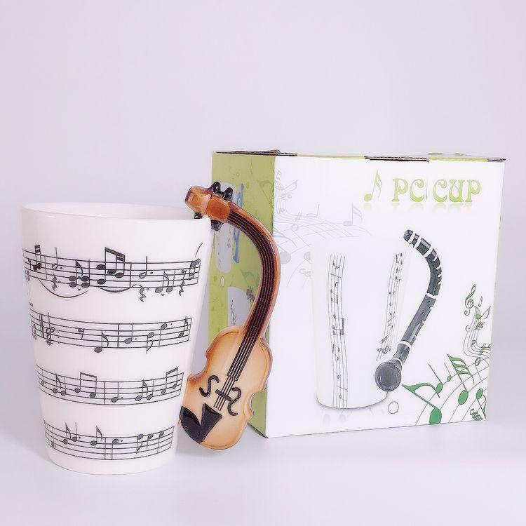 Water Cup 3D Musical Instrument Ceramic Cup 400Ml Music Note Musical Instrument Ceramic Cup Breakfast