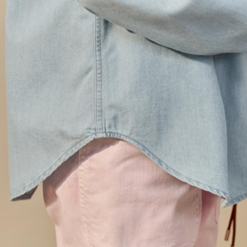 Maxza Ruffle Point Loose Fit Denim Shirt Zf03qb002nh
