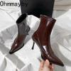 Autumn Winter Pointed Toe Women Thin Heel Ankle Boots Street Style Party Stripper Short Botas Mujer