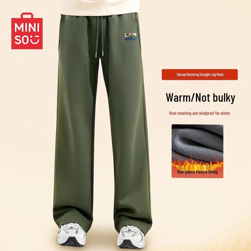 MINISO Men s Fleece-Lined Straight-Leg Casual Pants 2XL