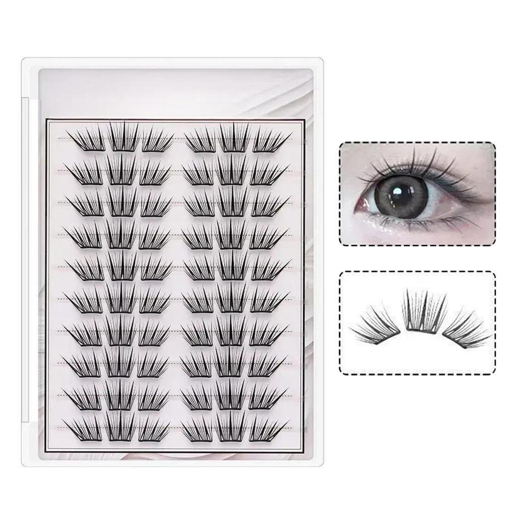 False Eyelashes No Glue Self Adhesive Individual Cluster Lashes Soft C Curl for Beginners Black