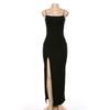 Europe and America Cross Border New Fashion Sexy Sling Collar Slim Fit Backless Sexy Split Maxi Dress