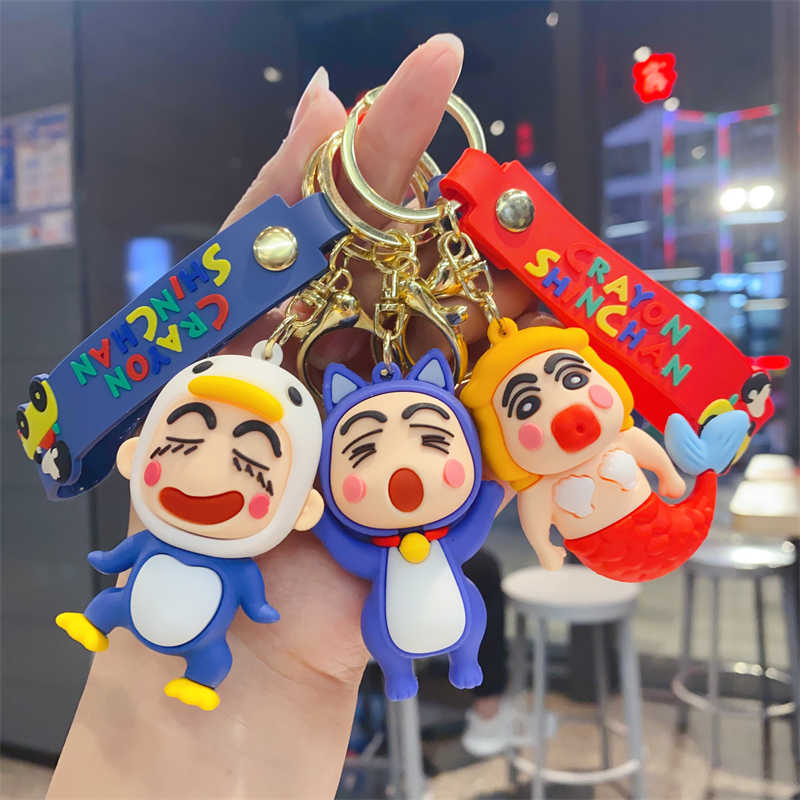 Funny Cross-dressing Crayon Xiaoxin Cute Keychain Couple Car Personalized Keychain Creative Schoolbag Pendant