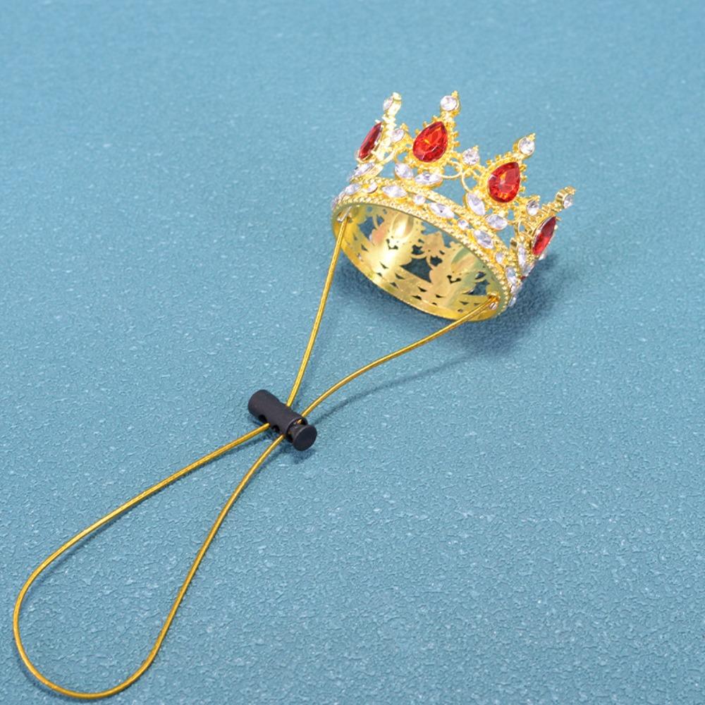 New Alloy Rhinestone Pet Crown Adjustable Cord Electroplated Sparkling Tiara Gold/Silver Pet Hats Costume