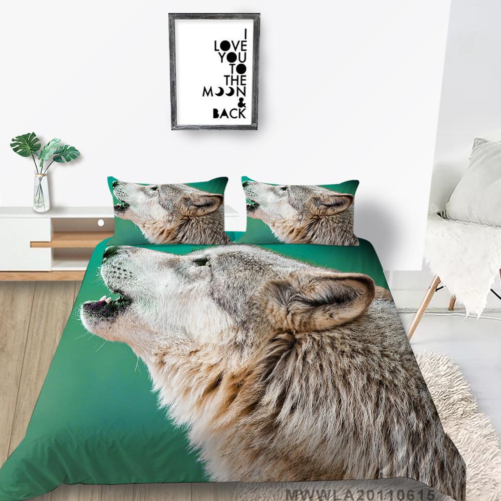 2023 neue stil Bettbezug-set mit Kissenbezug Doppel Volle Größe Bettwäsche Quilt Abdeckungen 3D Wolf Hause Textilien Junge Mann tagesdecken